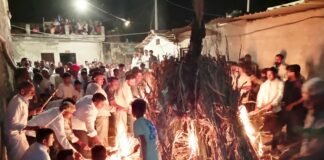 लाडपुरा में गोबर कण्डो से निर्मित वैदिक होली का किया दहन, लाडपुरा में पारंपरिक रूप से होलिका दहन